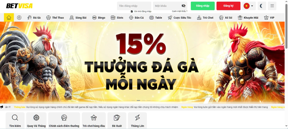 Trang chủ 31 Giao diện chủ đạo của nhà cái Betvisa